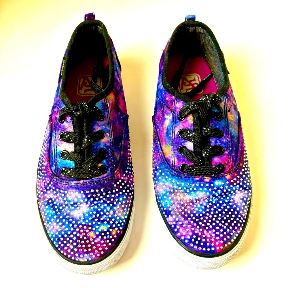 Air Speed Galaxy Multicolored Sneakers with  Rhinestones Size 5 Lace Up